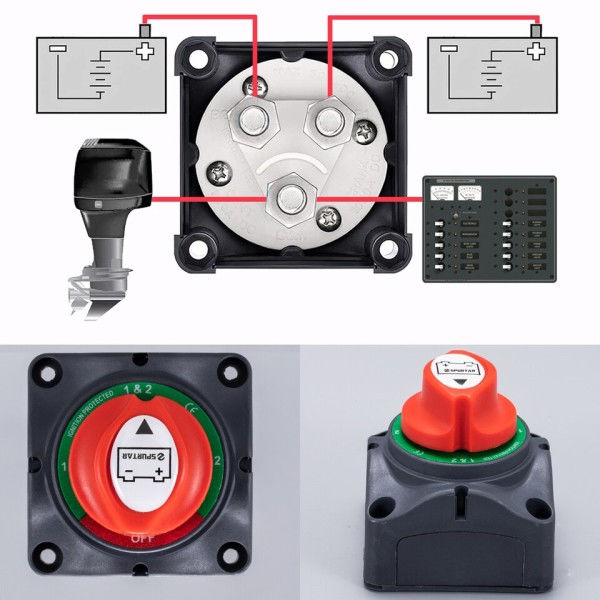 Auto Batteri Afbryd Switch 12V 24V Marine 200A 300A Dobbelt Batteri Masse Switch 3 Position Cut Off Switch