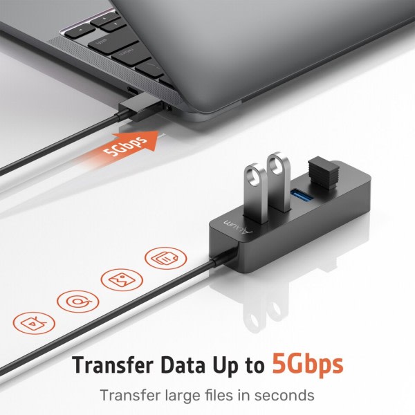 USB 3.0 HUB 5Gbps Hög Speed 4 Portar USB Splitter med Typ C Laddning Port USB Extension Hub
