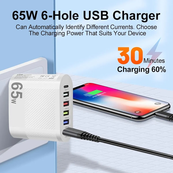 3.1A 5portar USB Laddare PD Laddning Adapter För Xiaomi iPhone 13 Samsung Mobil Telefon Plug Laddning QC 3.0 Vägg Laddare