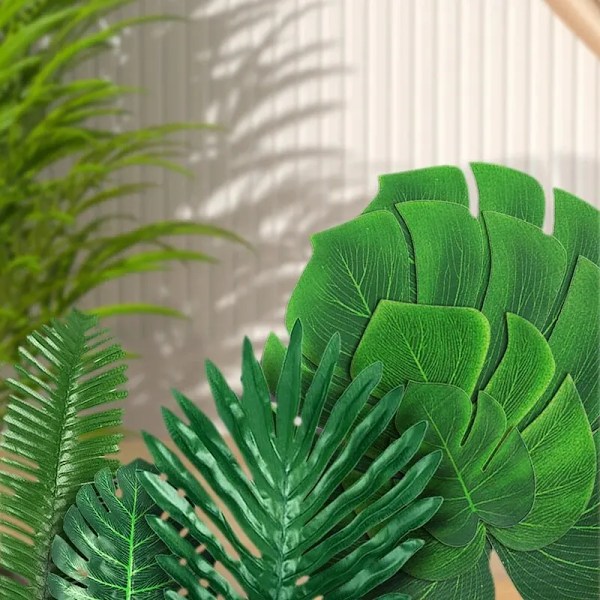 21 bitar Tropical Palm Löv Sommar Monstera Konstgjord Side Sköldpadda Löv För Hem Fest Inredning
