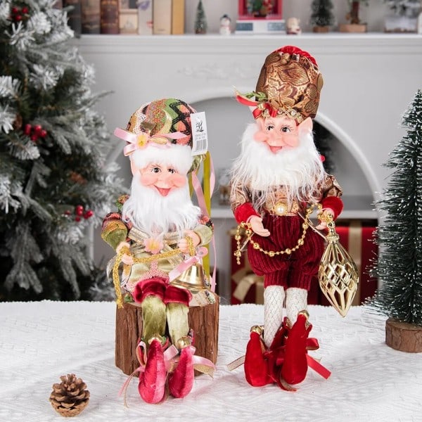 Jul Dukker Nisser Anheng Ornament Smilende Ansikt Like Mark Robert Fylt Alv Plysj Leker