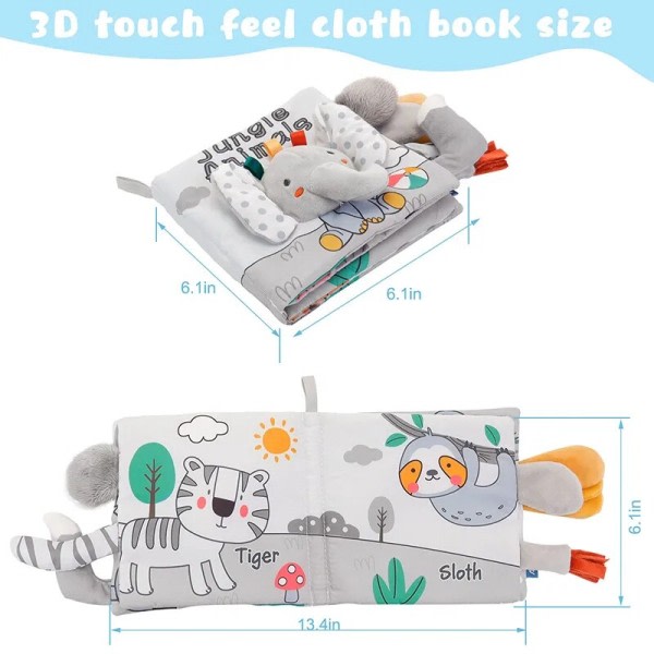 Soft Baby Books 3D Touch Feel High Contrast Toys Book Sensory Early Learning Bittvagn Leksaker