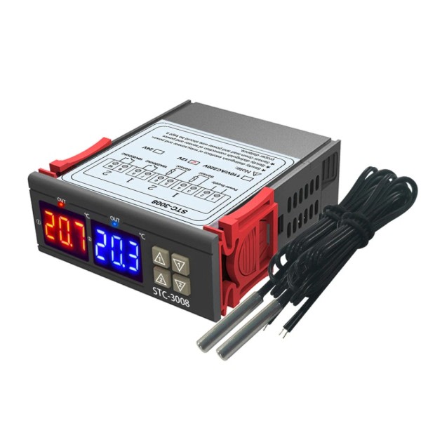 Dual LED Digital Termostat Temperatur Controller  DC 12V 24V AC 110V 220V Inkubator