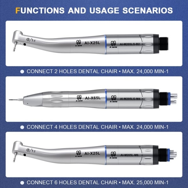 LED Belysning Dental Låghastighet Luft Motor Med Mikro Ström Generator