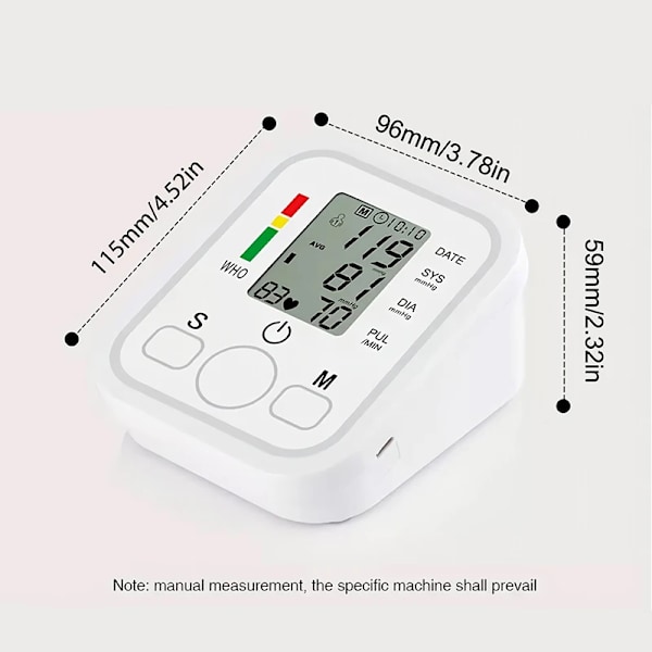 Hjem Arm Sfygmomanometer LCD Digital Sfygmomanometer Blod trykk monitor