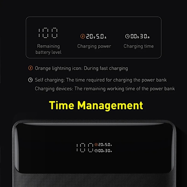 100W Power Bank 20000mAh Type C PD Hurtig Opladning Powerbank Bærbar Ekstern Batteri Oplader