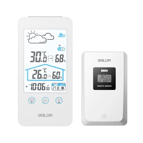 Husstand Trådløs Digital Termometer Hygrometer Måne Fase C/F Temperatur Sensor Fugtighed Måler Alarm Ur