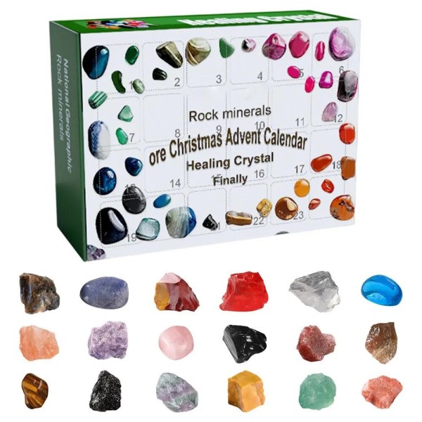 Jul Advent kalender Ädelsten samling Räkna ned till jul stenar mineraler fossiler advent kalender leksak gåvor