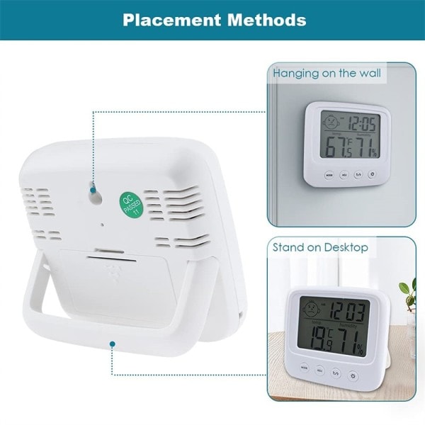 LCD Digital Temperatur Fugtighed Måler Baggrundsbelysning Hjem Indendørs Elektronisk Hygrometer Termometer
