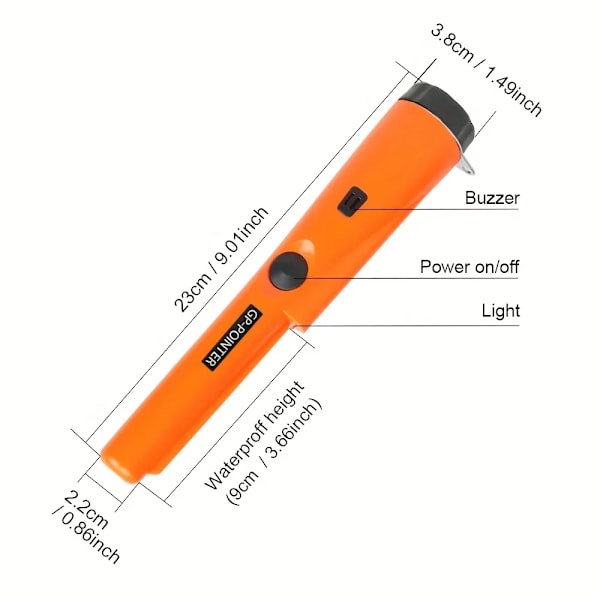 Håndholdt metal detektor GP-pointer vandtæt positionering stang detektor med armbånd LED lys