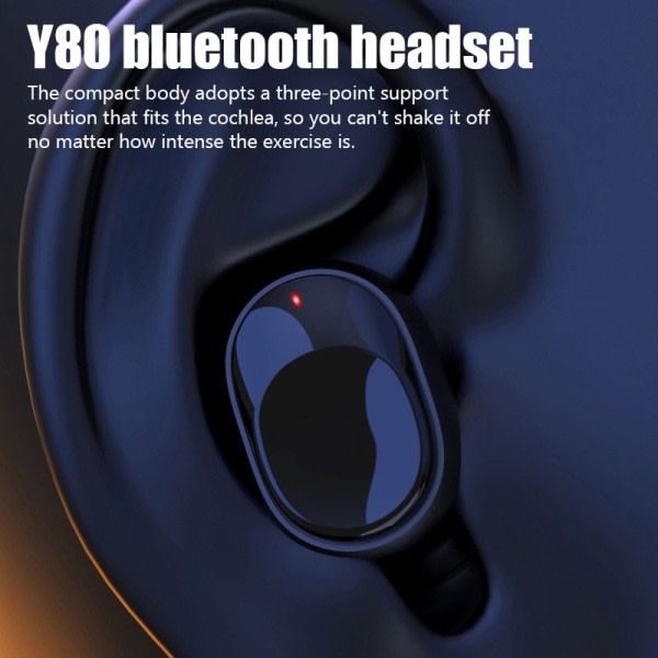 Y80 Trådløs Bluetooth Headset IPX4 Vanntette Hodetelefoner In-Ear Touch Control Earphones