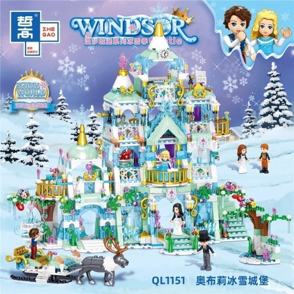 Byggeblokker venner Windsor Is og Snø Serien 1529stk Aubly Is og Snø Slott Puslespill Sammensatt Barn's Leketøy