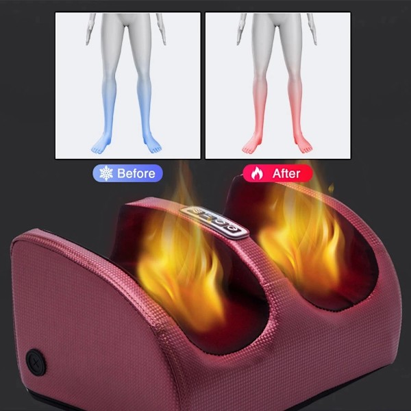 Elektrisk Fot Massager Shiatsu Knådning Djup vävnad Koppla av Uppvärmd Ruller Val Smärta Lättnad Trötthet Muskler Vibrator Maskin Hälsa