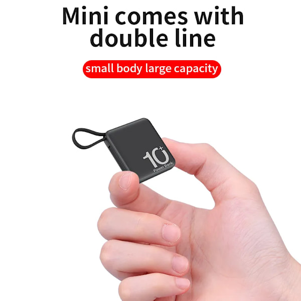 Mini virta pankki 30000mAh kannettava ulkoinen akku sisäänrakennettu kaapeli virtapankit varaakut