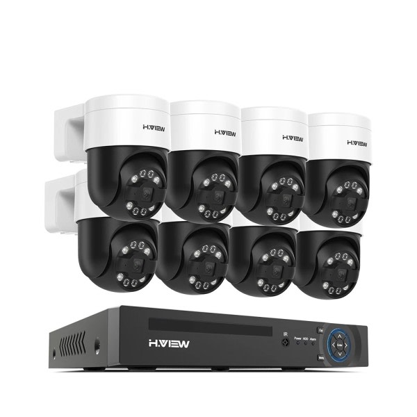 H.view 8Ch 4K 5MP Cctv Säkerhet Kamera System Ptz Hem Video Övervakning Kit Utomhus Ip Kamera Humanoid Detektion