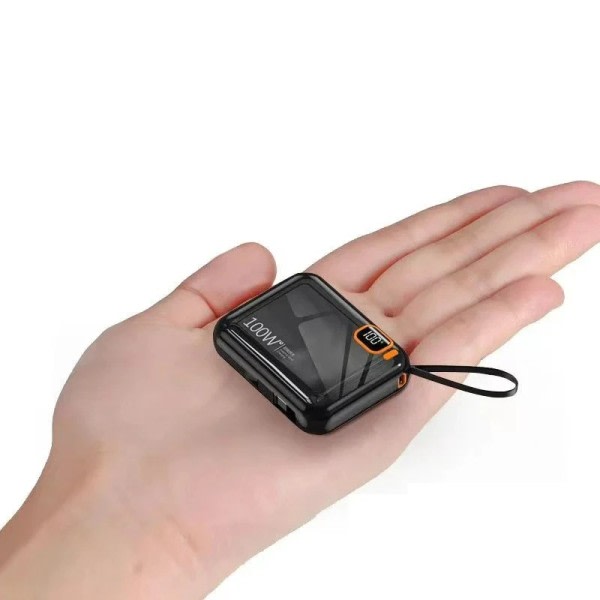 30.000 mah Portable Power Bank PD100W Aftagelig USB til TYPE C Kabel Tovejs Hurtig Oplader Mini Powerbank