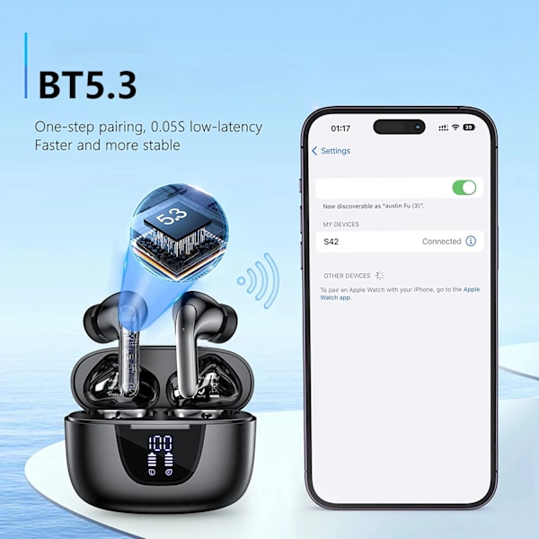 Kuulokkeet Langaton Bluetooth True Wireless Nappikuulokkeet LED Virta Näyttö Kuulokkeet langattomat latauskotelot IPX5 vedenpitävä