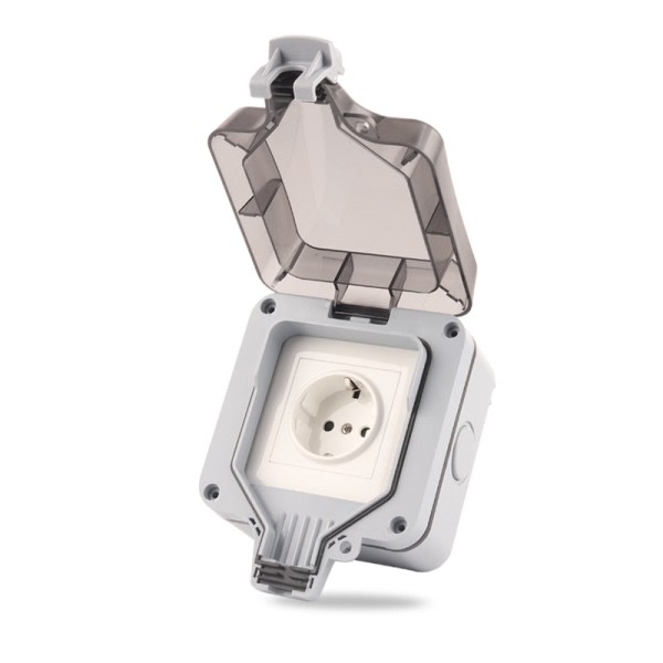 IP66 Utendørs Socket Vegg Plug med Vanntett Boks EU Standard Tysk Style 250V16A Strøm Supply  Switch Socket