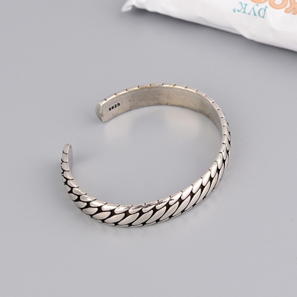 Sølv Farve  Retro Oval Mønster Damer Armbånd Åbent Minimalistisk Stil