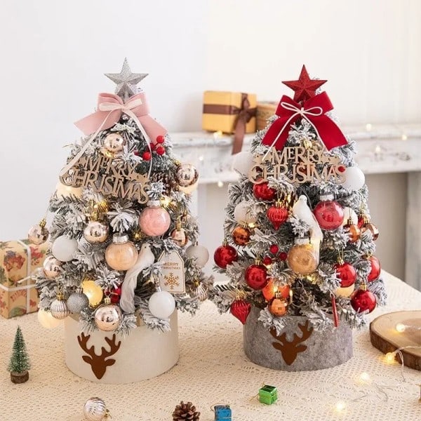 Kunstig juletre med LED mini skrivebord furu PVC jule pynt tre jule pynt