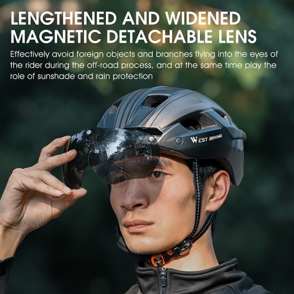 Cykling hjälm med bakljus glasögon sol visir lins cykel hjälm