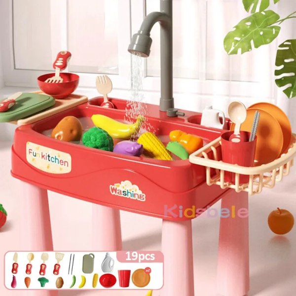 Børn køkken vask legetøj elektrisk opvaskemaskine lege legetøj med rindende  vand foregive leg mad sommerlegetøj 7343 | Fyndiq