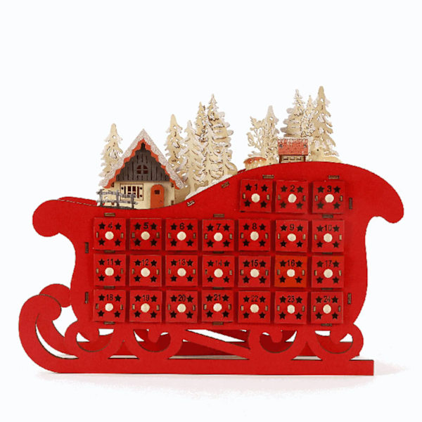 Jul Advent Kalender LED Lys Tom Fyld Slik Skuffe Magic Gave