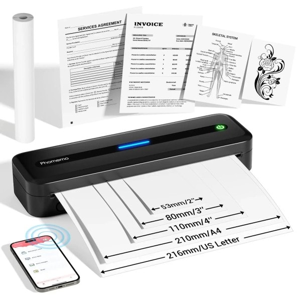 A4 bærbar printer trådløs M832 til rejse arbejde hjem blækfri termisk