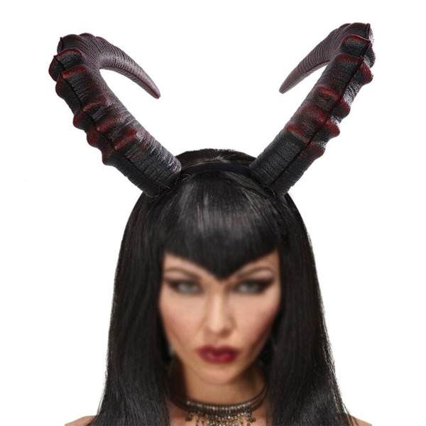 Devil Horn Pandebånd Sort Rød Ox Horn Pandebånd Kjole Cosplay til Halloween kostume