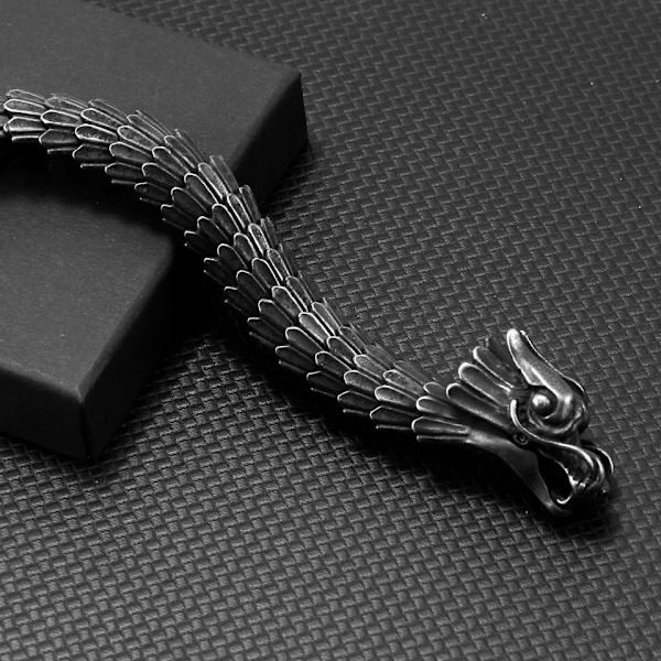 Drage spænde slange kæde til mænd punk sort armbånd rustfrit stål smykker rock tilbehør