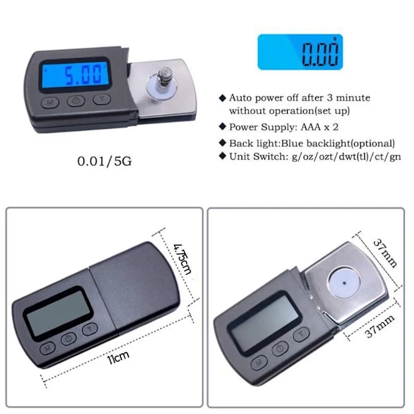 Presisjon 0,01g Professional LP Digital Platespiller Stylus Force Scale Gauge