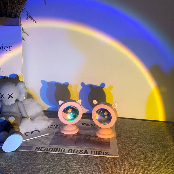Mini Dyr USB Solnedgang Lampe Led Projektor Natt Lys Bord Katt Stil Atmosfære