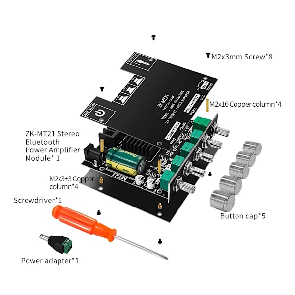 ZK-MT21 Channel Bluetooth 5.0 CS8673E 2.1 Subwoofer Forstærker Board 50W*2 +100W Power Audio Stereo Forstærker