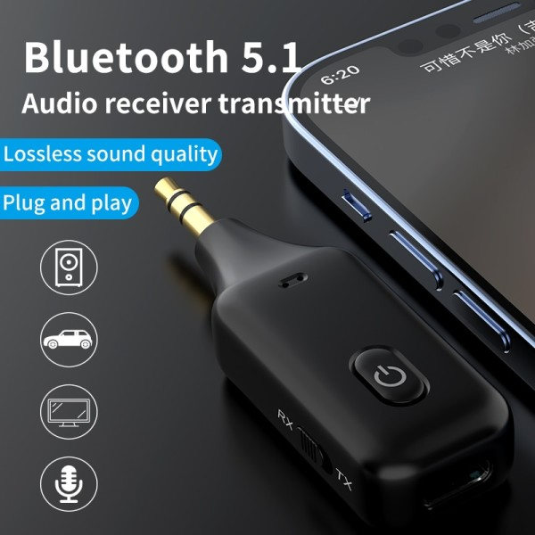 Trådlös Bluetooth 5.0 Mottagare Sändare Adapter 3.5mm Jack För Bil Musik Ljud Aux A2dp Hörlurar mottagare