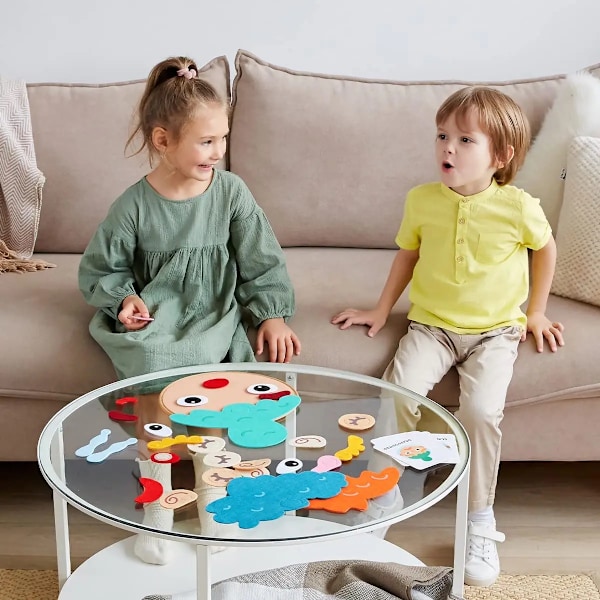 Børn Montessori Ansigtsudtryk Spil Følelsesmæssigt Forandring Legetøj Med 9 stykker kort