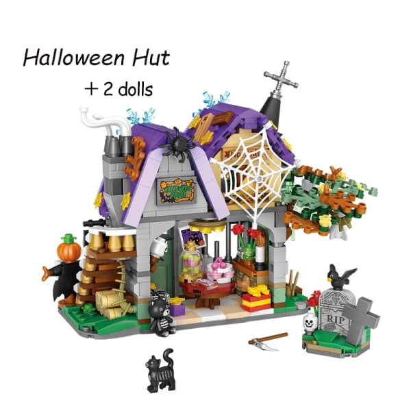 Bygning Klods MOC Hut Hus Græskar Happy Halloween Dekoration Klodser til Drenge Børn Legetøj Halloween Gave