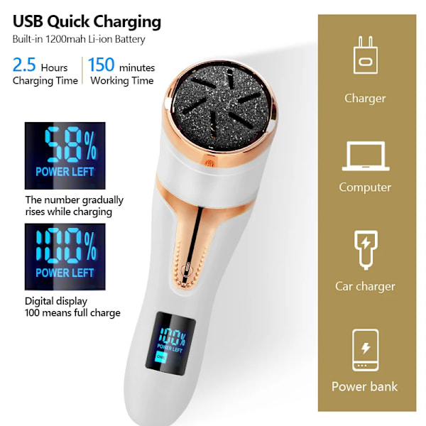 Elektrisk Pedikyr Verktyg Fot Skötsel Fil Ben Klackar Ta bort Hårt Knäckt Död Hud Callus Remover