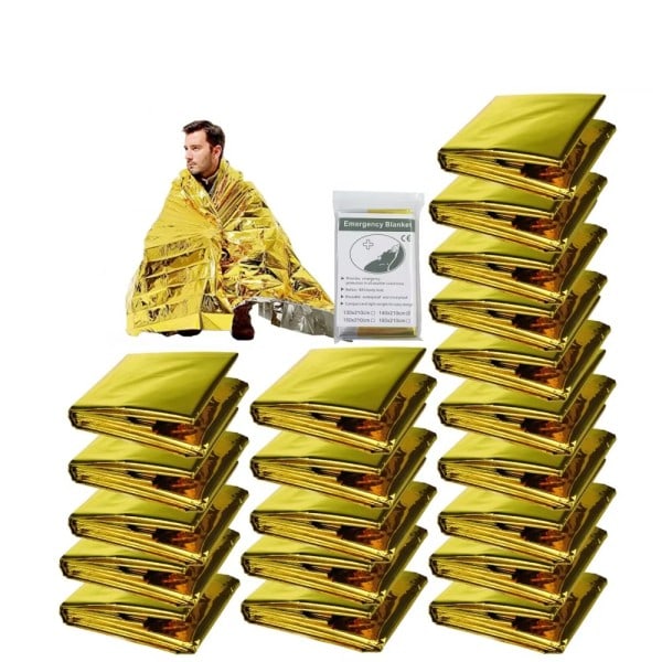 20 bitar Utomhus Nödläge Guld-Sliver Survival Fit Vattentät 130X210Cm