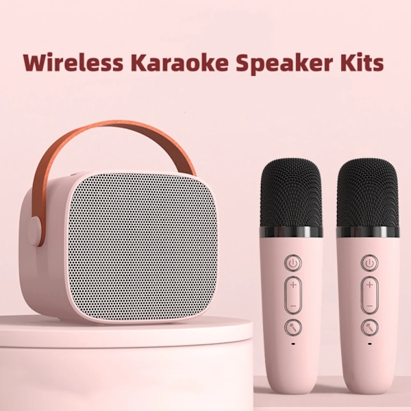 Mini karaoke kone lapsille ja aikuisille kannettava kaiutin 1-2 langattomalla mikrofonilla