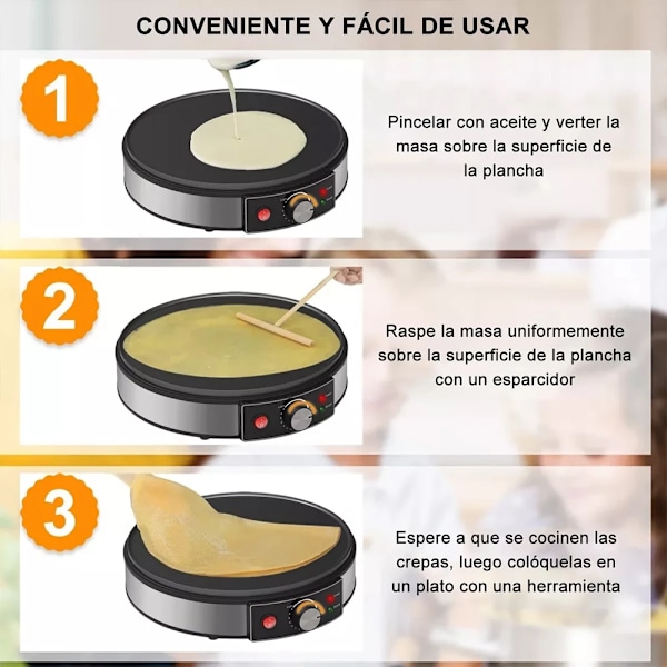Crepe Maker Machine Pancake Machine Med Non-stick Grill Smet Spreader Crepes Maker 1000W Kök Matlagningsverktyg