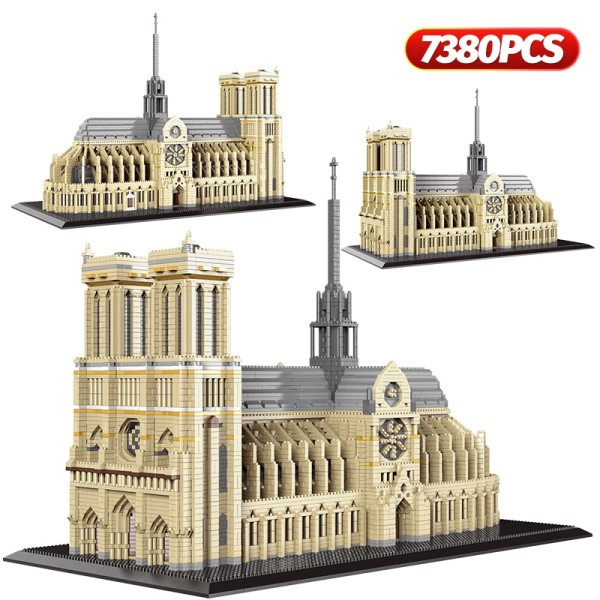 Mini Notre-Dame DE Pariisi malli rakennus korttelin kirkko arkkitehtuuri Tiibet Potala palatsi tiilet lelut lapsille