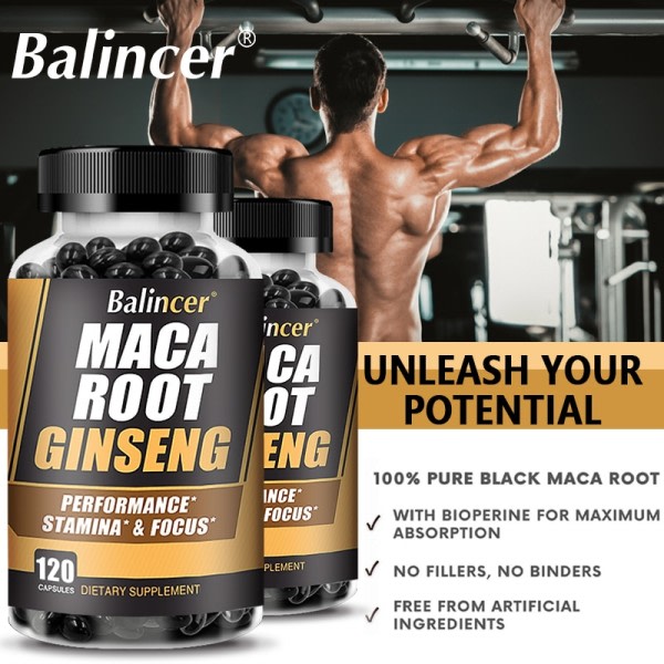 Svart Maca Röd Ginseng Extrakt Stödjer Reproduktiv Hälsa och Naturlig Energi,