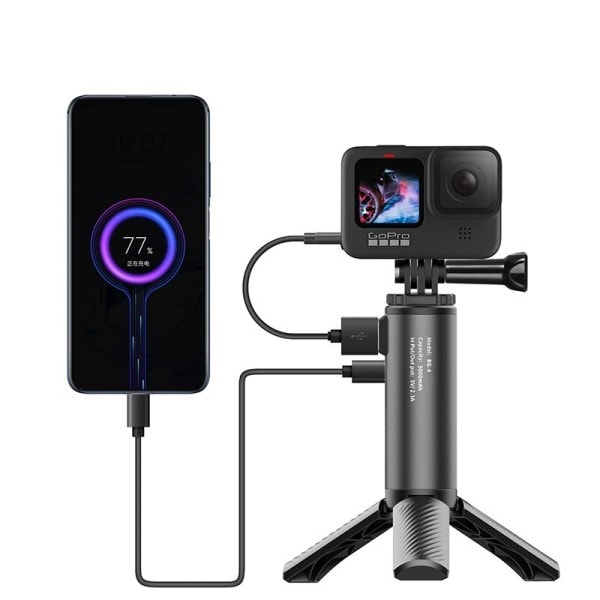 BG-4 Mini Stativ Med5000mAhPower Bank Hand Grip Monopod Bärbart stativ