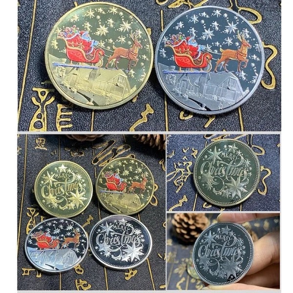 Glædelig jul Belagt Guld Mønt Julemand Farverig Stjerne Sne Samlerobjekt Mønter Jul Souvenirs