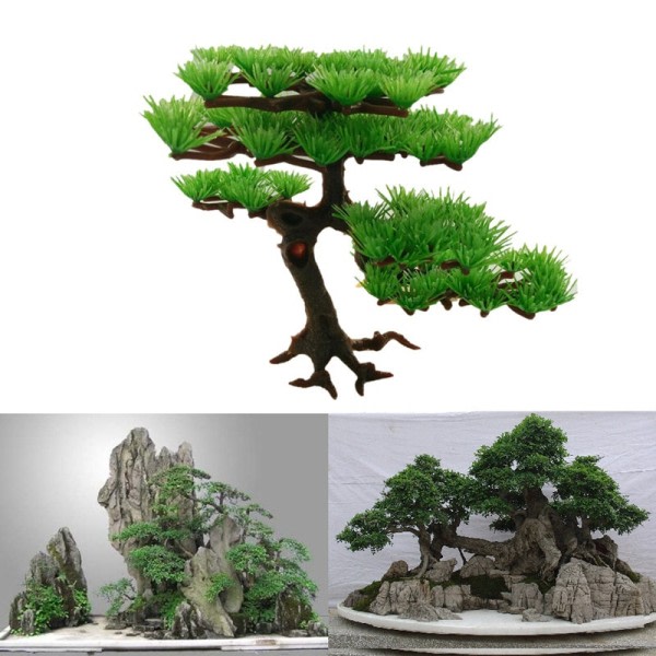Simulering Furu Tre Plast Undervann Bonsai Dekorasjon Ornamenter Akvarium Fisk Tank Landskapsarbeid Produkt
