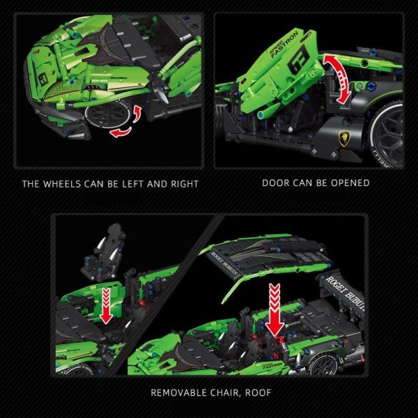 Teknisk Grønn Super Speed Lamborghinis Sport Bil Modell Bygning Klosser Berømte Kjøretøy Samle Klosser Leker