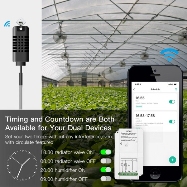 WiFi smart temperatur fuktighet omkopplare modul sensor dubbel relä utgång smart liv app trådlös kontroll