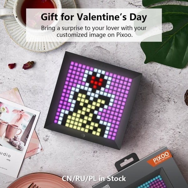 Digital foto ram alarm klocka med pixel konst programmerbar LED display, neon ljus skylt