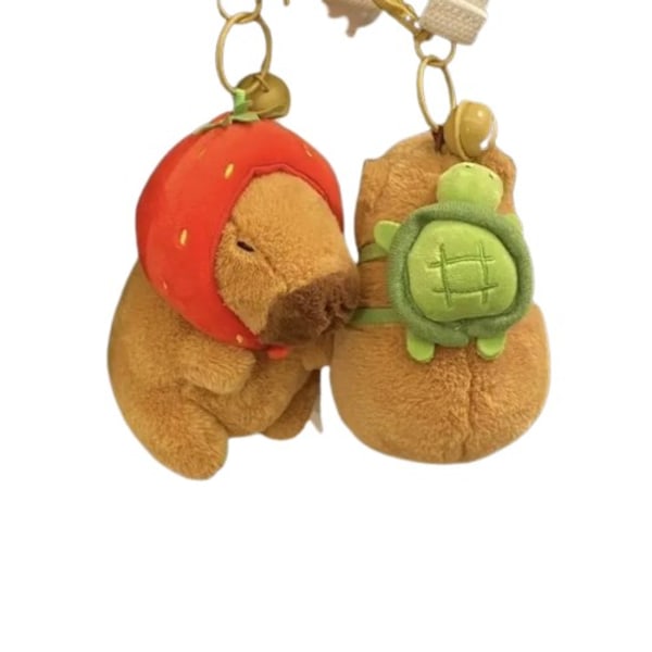 Random 1 piece Capybara Med Sköldpadda Ryggsäck Plysch Leksaker Hänge Väska Tillbehör Nyckelring
