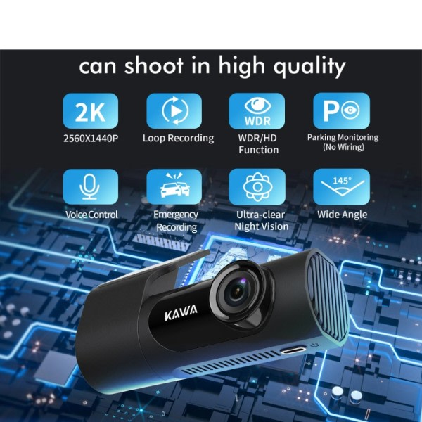 Bil DVR D6 Dash Cam til bil Video optager Voice Control Parkering tilstand